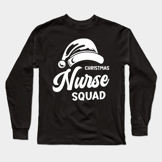 Christmas Nurse Squad White Santa Hat Long Sleeve T-Shirt by JaussZ